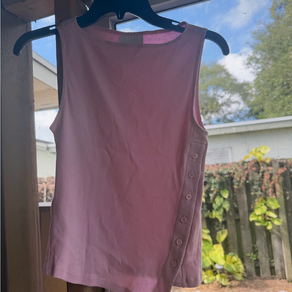 Reformation Light Pink Asymmetric Button Tank Top